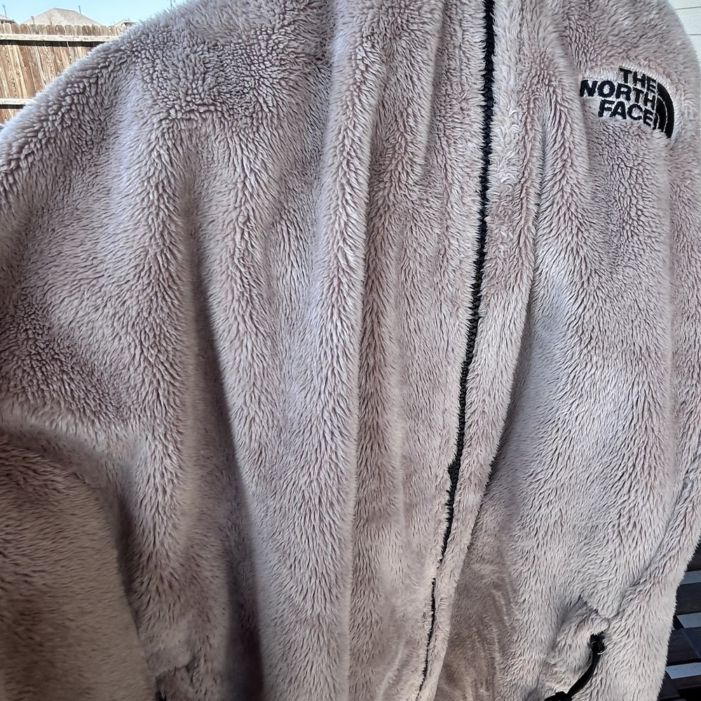 North Face Jacket Osito XL Fleece Sandy Brown Womens Thumb holes Asymmetrical - Picture 13 of 14
